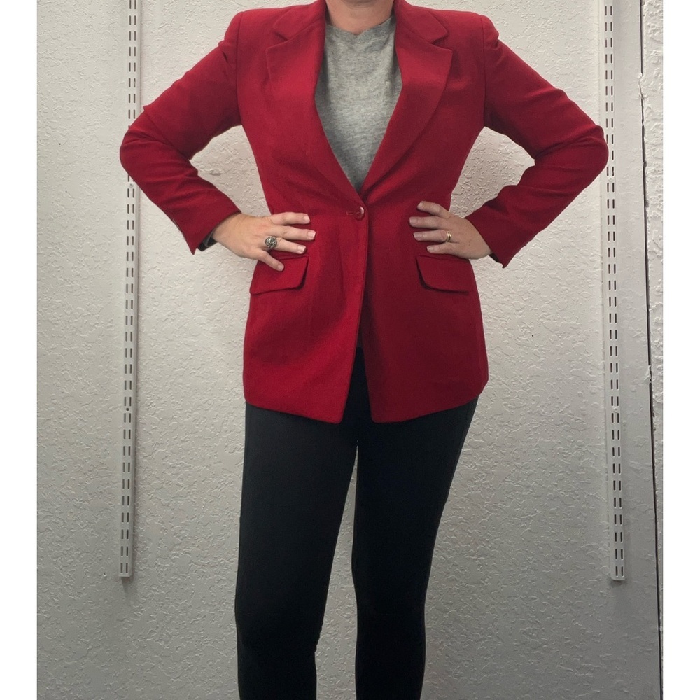 Imperfect 1980s vintage wool blazer Talbots size 10 100% wool blazer‎ cherry red - Picture 14 of 15